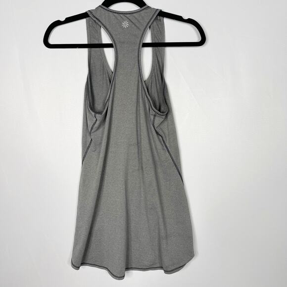 Athleta XSmall XS Gray Heather Chi Tank Top Scoop Neck Racerback Workout Stretch - Picture 2 of 9